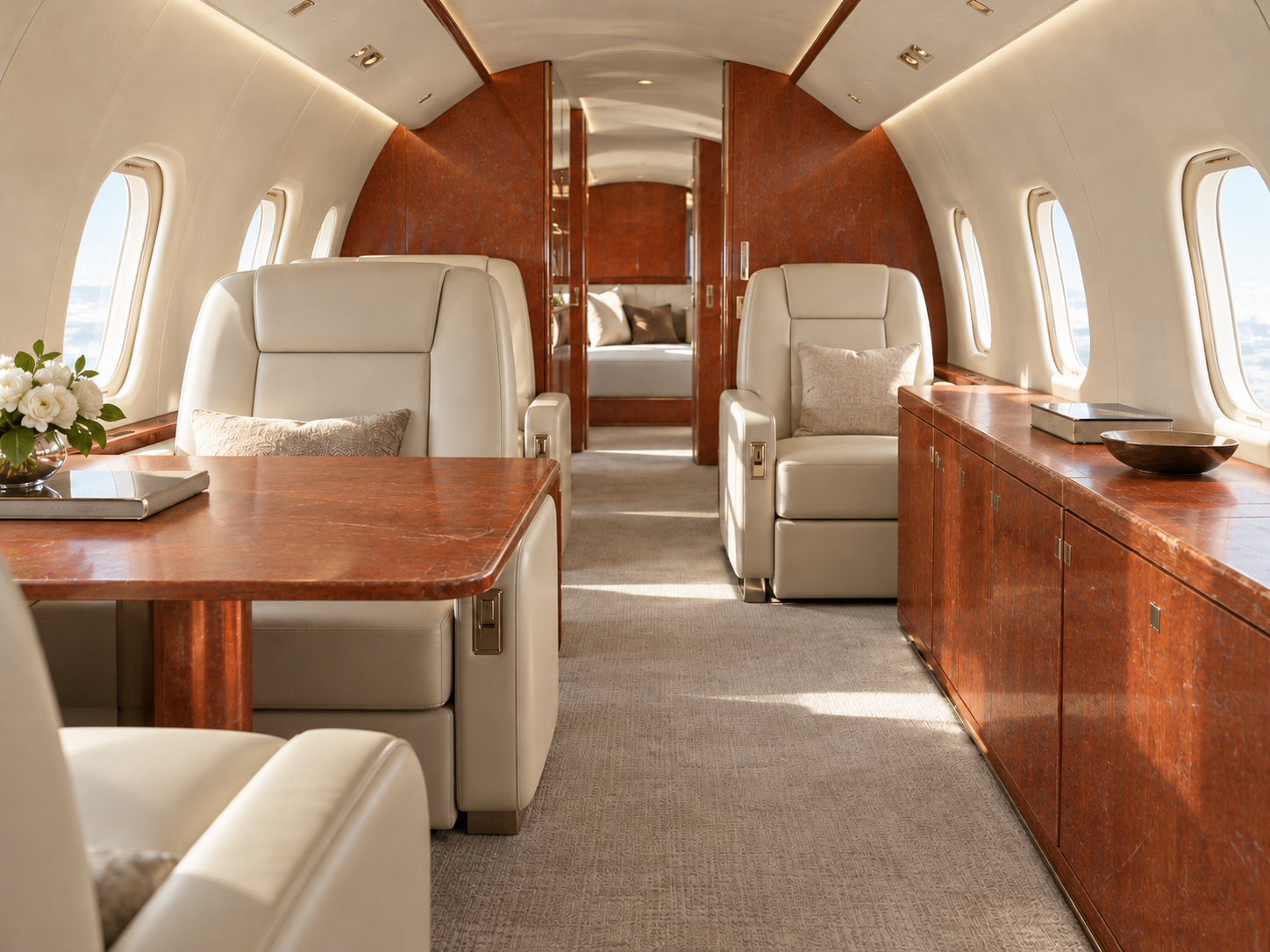 Aircraft cabin decorative surfaces before wrapping